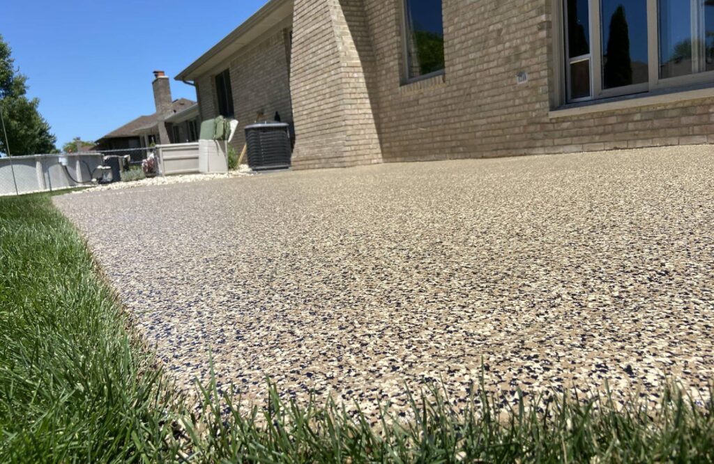 Polyurea Flake Coating is well adapted to patios and other outdoor areas because of its material properties