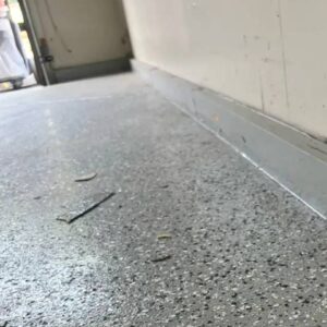 Old baseboard with paint and flakes previous epoxy job - Amber Dr Farmington Hills MI - 3