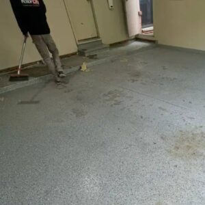 Old epoxy floor with pits and cracks - Amber Dr Farmington Hills MI - 1