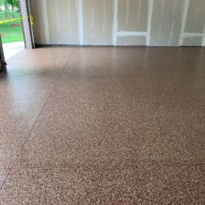 New-polyaspartic-garage-floor-coating – 6 – Flaked and cleared Willow Creek Boulevard Utica Michigan
