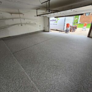 Old garage concrete floor – 13 – Paint and flake Orchard Trail Drive michigan